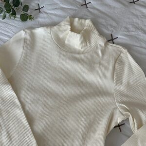 Anthropologie Maeve Ivory Ribbed Sweater